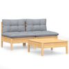vidaXL Garden Lounge Set Grey Solid pinewood Medium Modular
