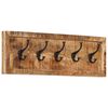 vidaXL Coat Rack Natural Brown Solid Mango Wood, Iron Medium Wall Mount