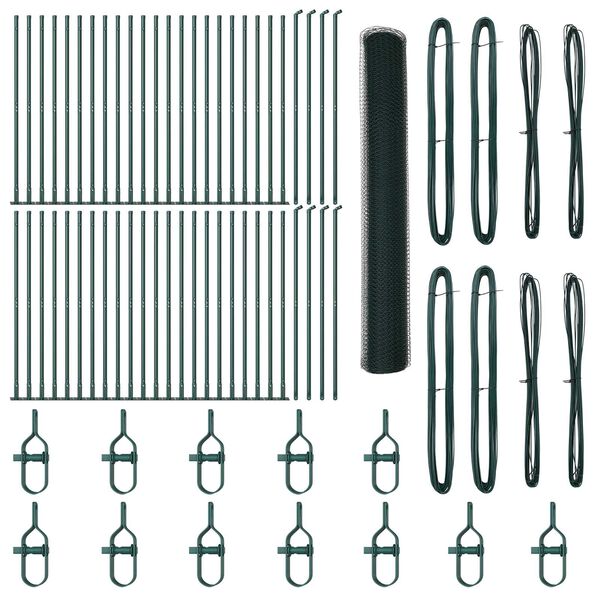 vidaXL Fence Post Green 328.08 x 3.94 ft (0.51 in mesh) Steel and PVC