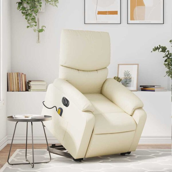 vidaXL Electric Stand Up Massage Recliner Chair Cream