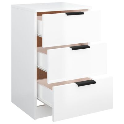 vidaXL Bedside Cabinets 2 pcs 15.7"x14.2"x25.6" High Gloss White