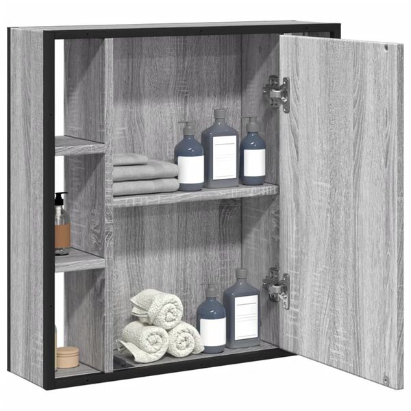 vidaXL Bathroom Mirror Cabinet Gray Sonoma Engineered wood