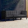 vidaXL 3-Seater Outdoor Sofa Black with Anthracite Cushions