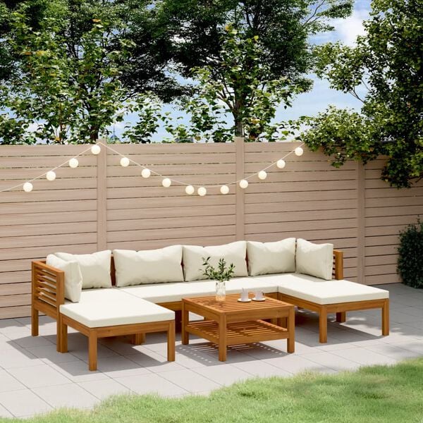 vidaXL Garden Lounge Set Cream Solid Acacia wood Modular