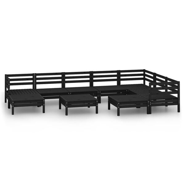 vidaXL Garden Lounge Set Black Solid Pine Wood Medium Modular