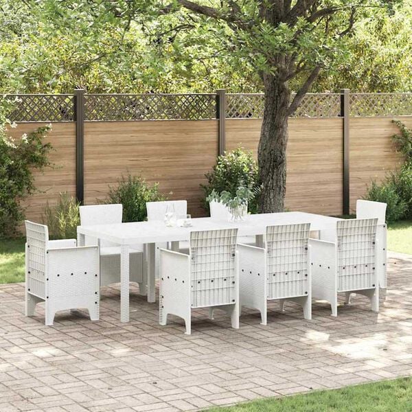 vidaXL Garden Dining Table White 98.43 x 39.37 x 28.74 in Poly Rattan