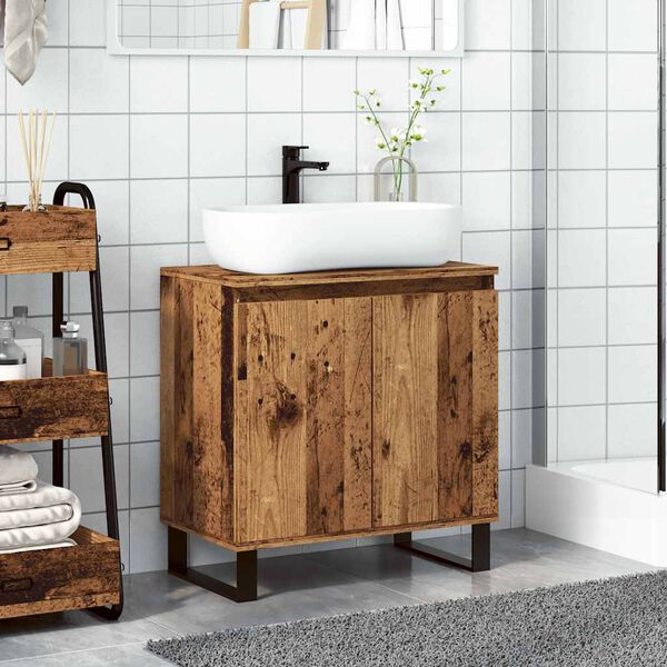 vidaXL Bathroom Cabinet Old wood Engineered wood, iron Medium