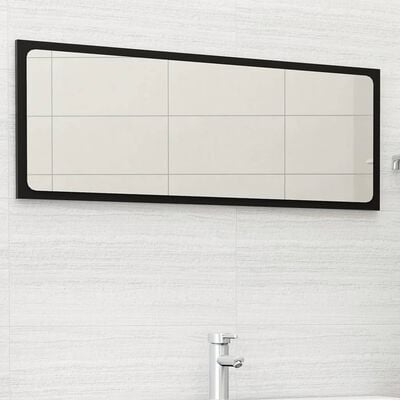 vidaXL Bathroom Mirror Black 39.4"x0.6"x14.6" Engineered Wood