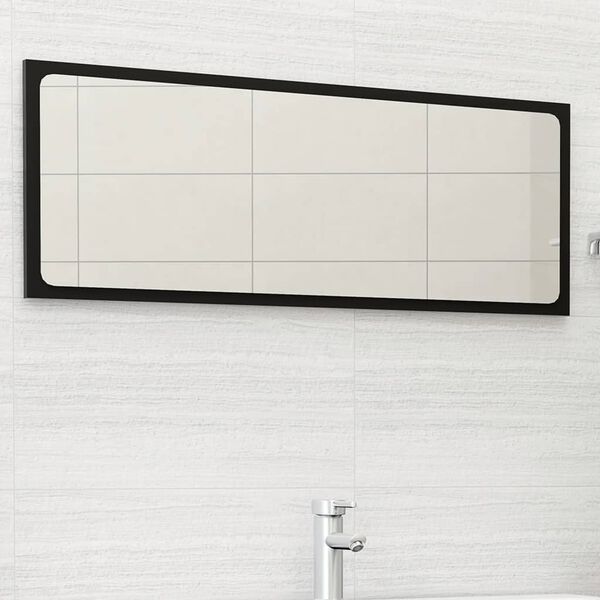 vidaXL Mirror Black Engineered wood 39.4 in x 0.6 in x 14.6 in Mirror