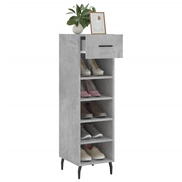 vidaXL Shoe Cabinet Concrete Grey Engineered Wood Compact Shoe Cabinet