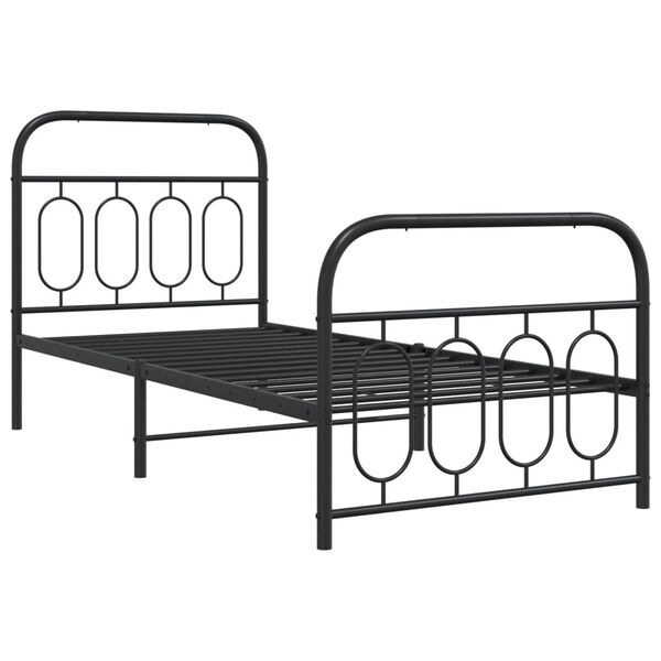 vidaXL Bed Frame Black Steel Single Modern Bed Frame Rectangular