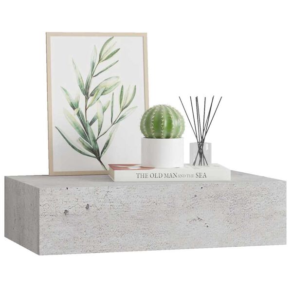 vidaXL Drawer Shelf Concrete grey MDF, metal Compact