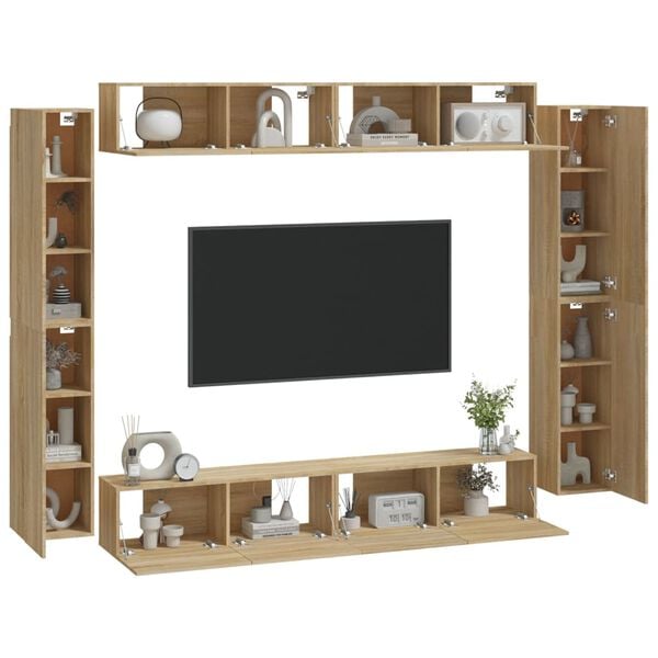 vidaXL TV Cabinet Set Set of 8 Sonoma Oak Engineered wood Multiple sizes