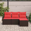 vidaXL Sofa Set 4 pcs Brown Poly Rattan