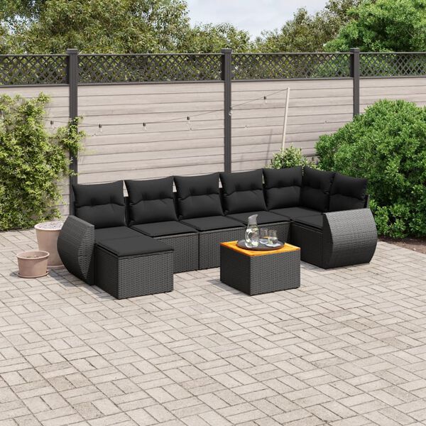 vidaXL Garden Sofa Set Black PE Rattan Large UV-resistant materials