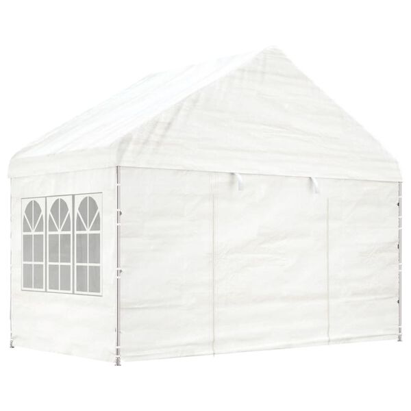 vidaXL Gazebo With Roof White Polyethylene, Galvanized Steel Large