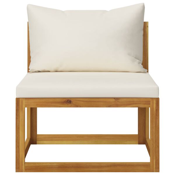 vidaXL Sofa Set Set of 2 Cream White Solid Acacia wood, Polyester