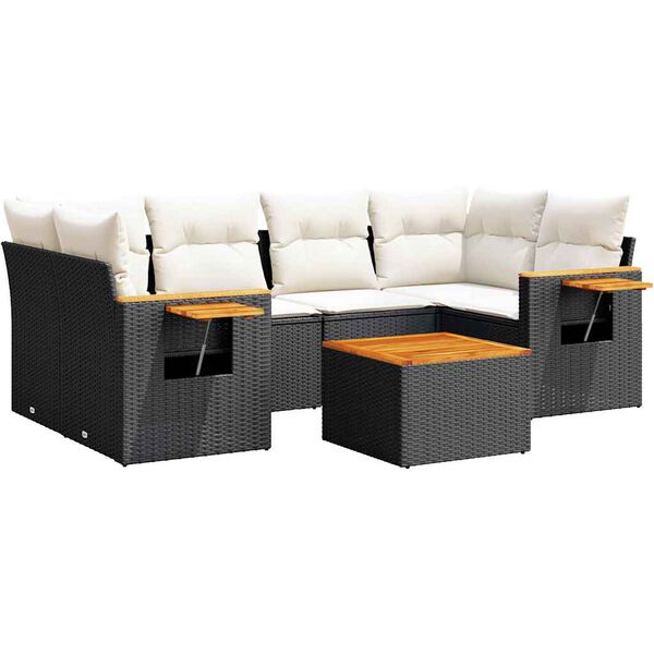 vidaXL Garden Sofa Set Black and Cream White
