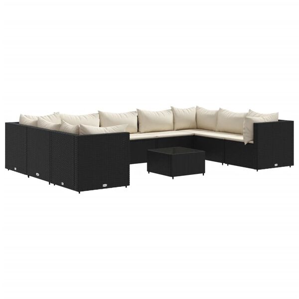vidaXL Patio Lounge Set Black, Cream White