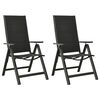 vidaXL Garden Chair Set of 2 Black Aluminum, Textilene Standard