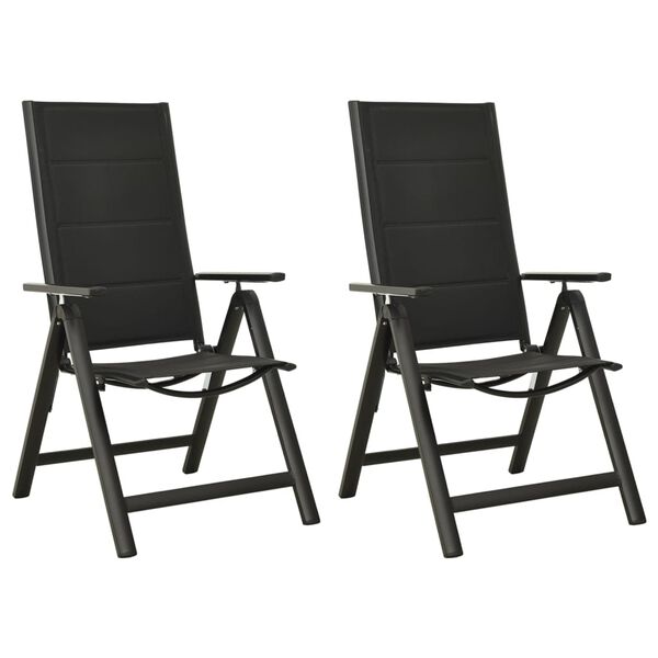 vidaXL Garden Chair Set of 2 Black Aluminum, Textilene Standard