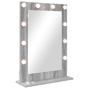 vidaXL Vanity Mirror with LED Strip Lights Grey Sonoma 70 x 50 x 18 cm