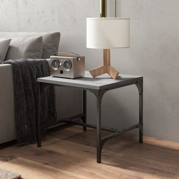vidaXL Side Table Set of 2 Grey sonoma Engineered wood, Steel Small