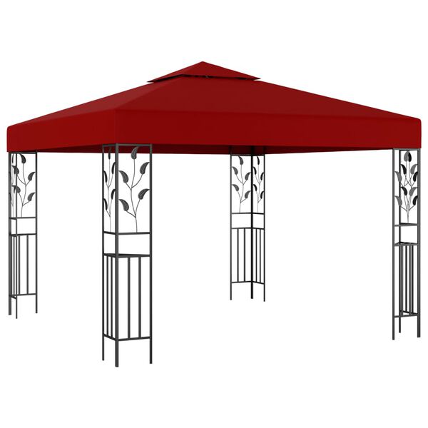vidaXL Outdoor Awning Wine Red Steel 9.8x9.8 ft Decorative Inlays