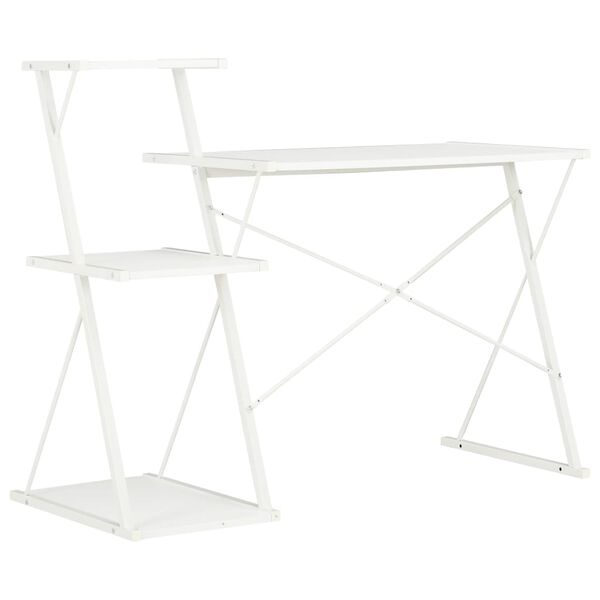 vidaXL Desk White Engineered wood with PVC coating, Powder-Coated Steel