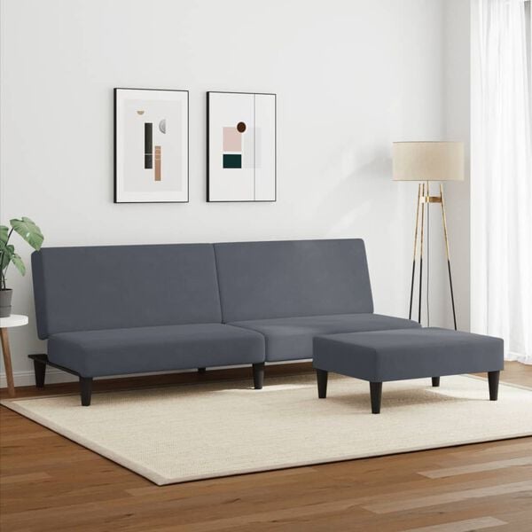 vidaXL Sofa Bed Dark Grey Velvet (100% polyester), wood, plastic 2-Seater