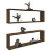 vidaXL Wall Cube Shelf Set of 2 Brown Oak Engineered Wood Medium