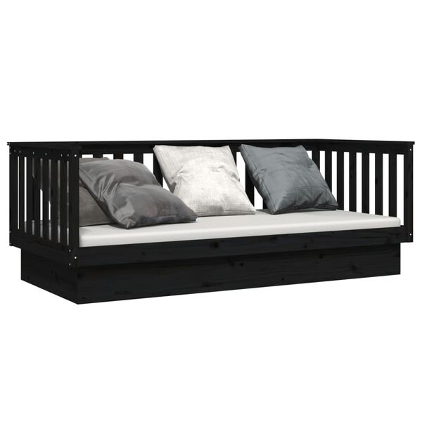 vidaXL Day Bed Black Solid pine wood 39.4 x 78.7 in