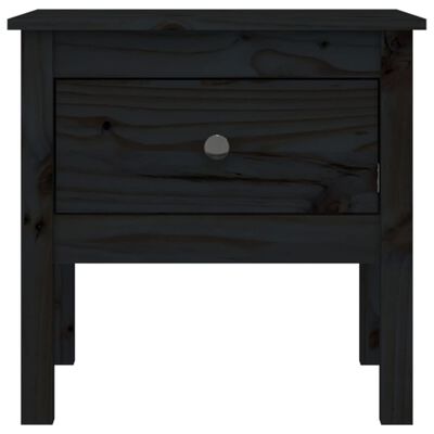 vidaXL Side Table Black 19.7"x19.7"x19.3" Solid Wood Pine