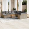 vidaXL Garden Sofa Set Set of 12 Beige PE Rattan Large Adjustable Feet