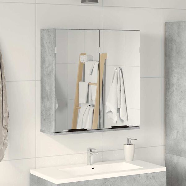 vidaXL Mirror Cabinet Concrete Grey Engineered Wood and Glass Medium