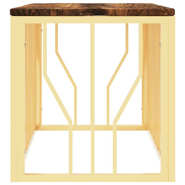 vidaXL Coffee Table Gold Stainless Steel, Solid Reclaimed Wood Medium