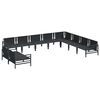 vidaXL Garden Sofa Set with Cushion 10 pcs Black Steel