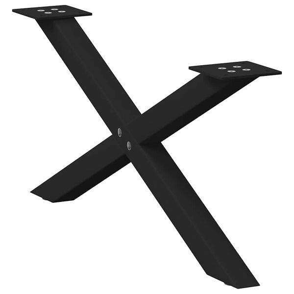 vidaXL Coffee Table Leg Set of 2 Black Powder-coated steel Medium