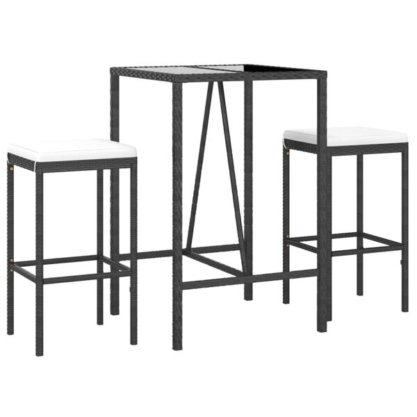vidaXL Garden Bar Set Black and Cream White