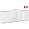 vidaXL Gabion Basket Set of 15 Silver Galvanized iron Large