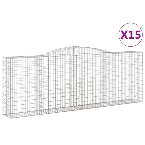 vidaXL Gabion Basket Set of 15 Silver Galvanized iron Large
