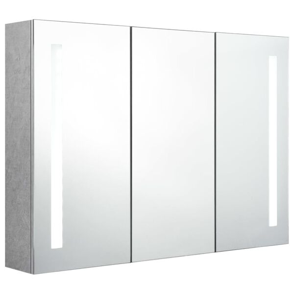 vidaXL Bathroom Cabinet Concrete Gray MDF with melamine finish, glass mirror