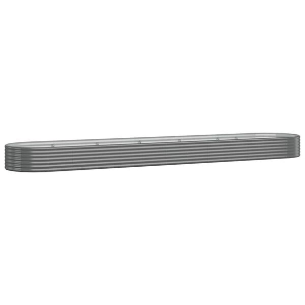 vidaXL Garden Raised Bed Grey Powder-Coated Steel Large Durable