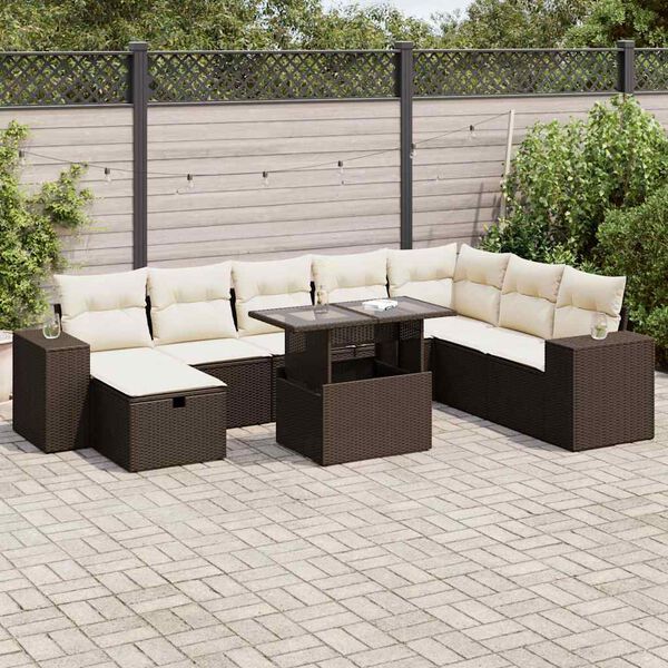 vidaXL Garden Sofa Set Brown, Grey, Dark grey