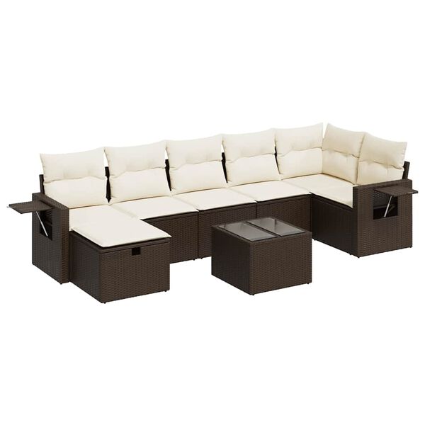 vidaXL Garden Sofa Set Brown PE rattan Large UV-resistant materials
