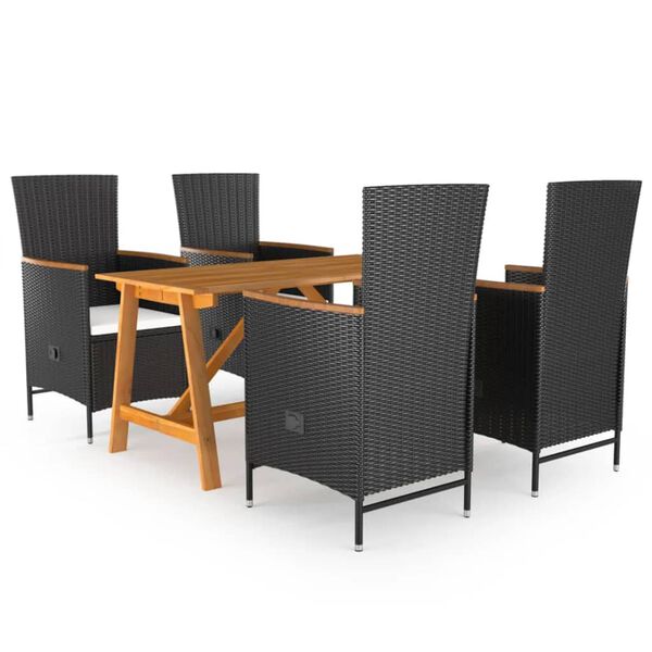 vidaXL Dining Set Black and Cream