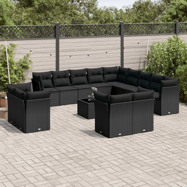 vidaXL Garden Sofa Set Black