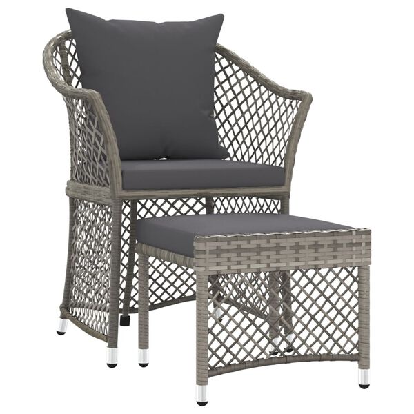 vidaXL Garden Lounge Set Grey PE rattan, steel Small Garden Lounge Set