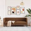 vidaXL Chesterfield Sofa 3-Seater Brown Faux Leather