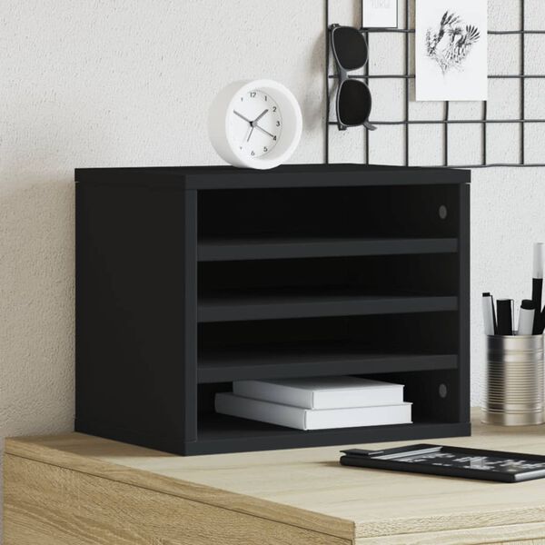 vidaXL Desk Organiser Black 14.2x10.2x11.6" Engineered Wood